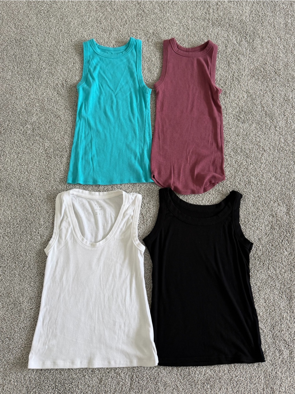 Tank Top Set – Black, White, Mauve, Turquoise